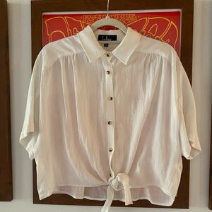 Lulus white tie front shirt